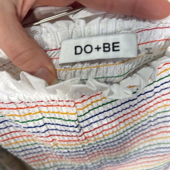 DO + BE Smocked Rainbow Striped Ruffle Hem Skirt Small - Picture 5 of 6